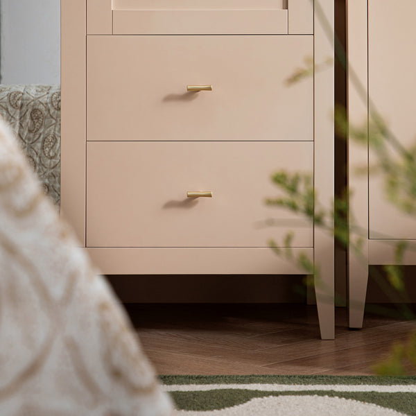 Oakham Mirrored Double Wardrobe, Nude Pink