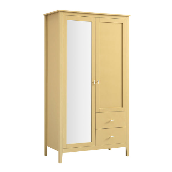 Oakham Mirrored Double Wardrobe, Rattan Yellow - daals