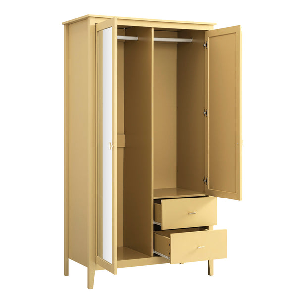 Oakham Mirrored Double Wardrobe, Rattan Yellow - daals