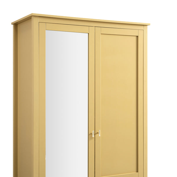 Oakham Mirrored Double Wardrobe, Rattan Yellow - daals