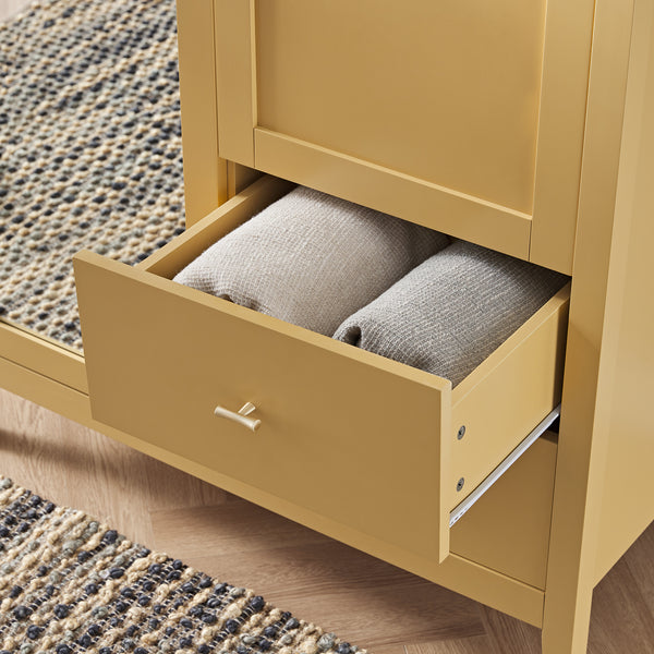 Oakham Mirrored Double Wardrobe, Rattan Yellow - daals