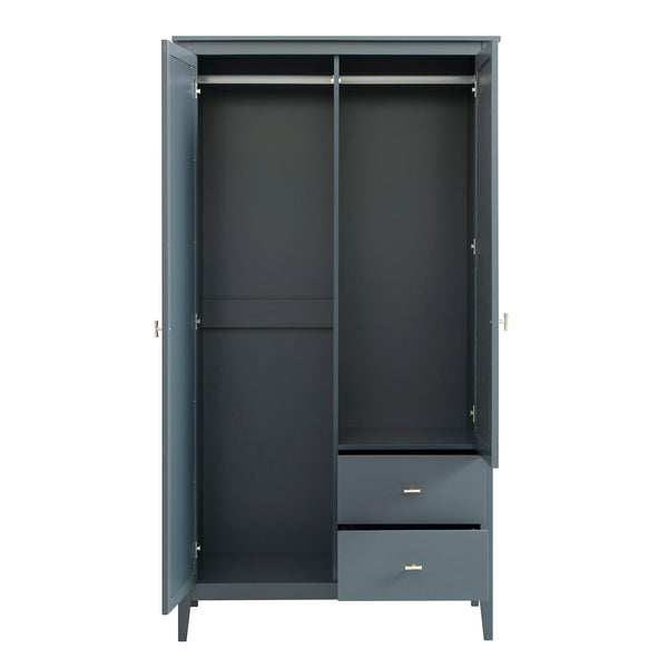 Oakham Mirrored Double Wardrobe, Stormy Blue