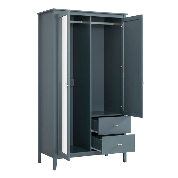 Oakham Mirrored Double Wardrobe, Stormy Blue