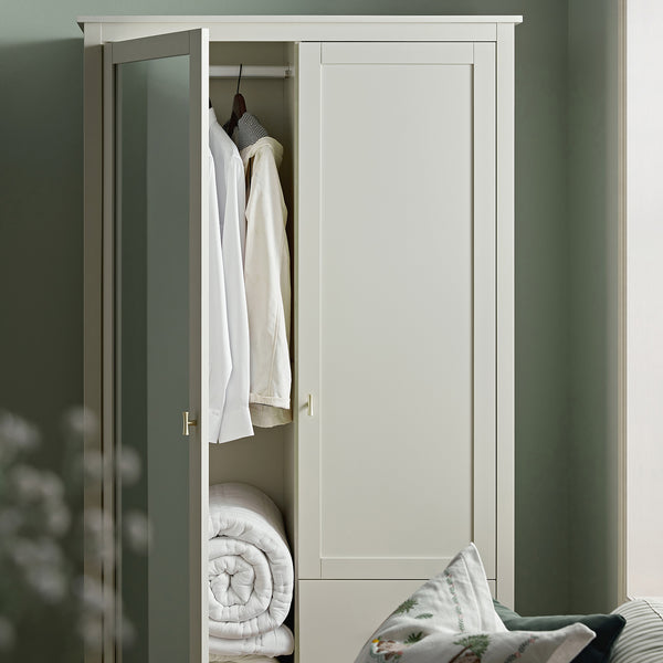 Oakham Mirrored Double Wardrobe, Shaded White