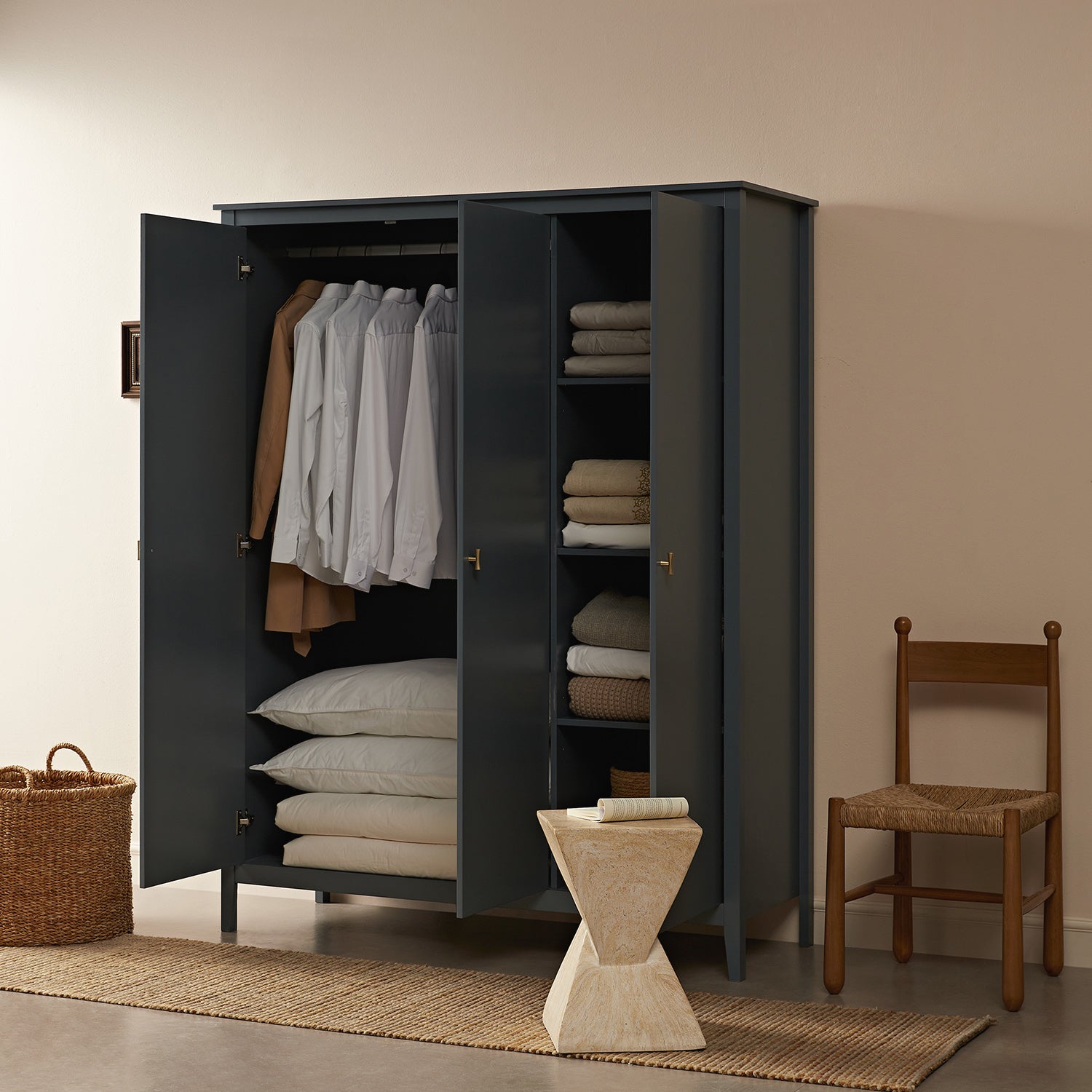Oakham Triple Wardrobe, Stormy Blue