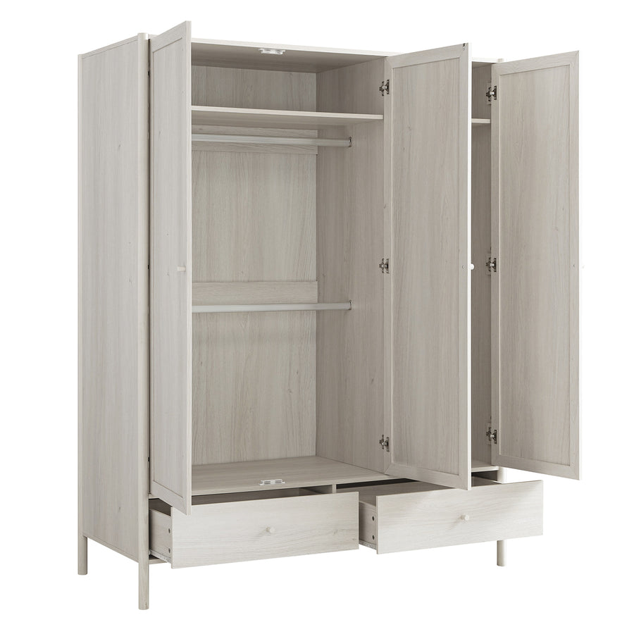 Linden Triple Wardrobe, White Washed