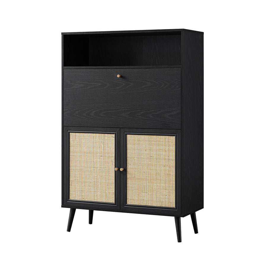 Frances Woven Rattan Writing Bureau, Black