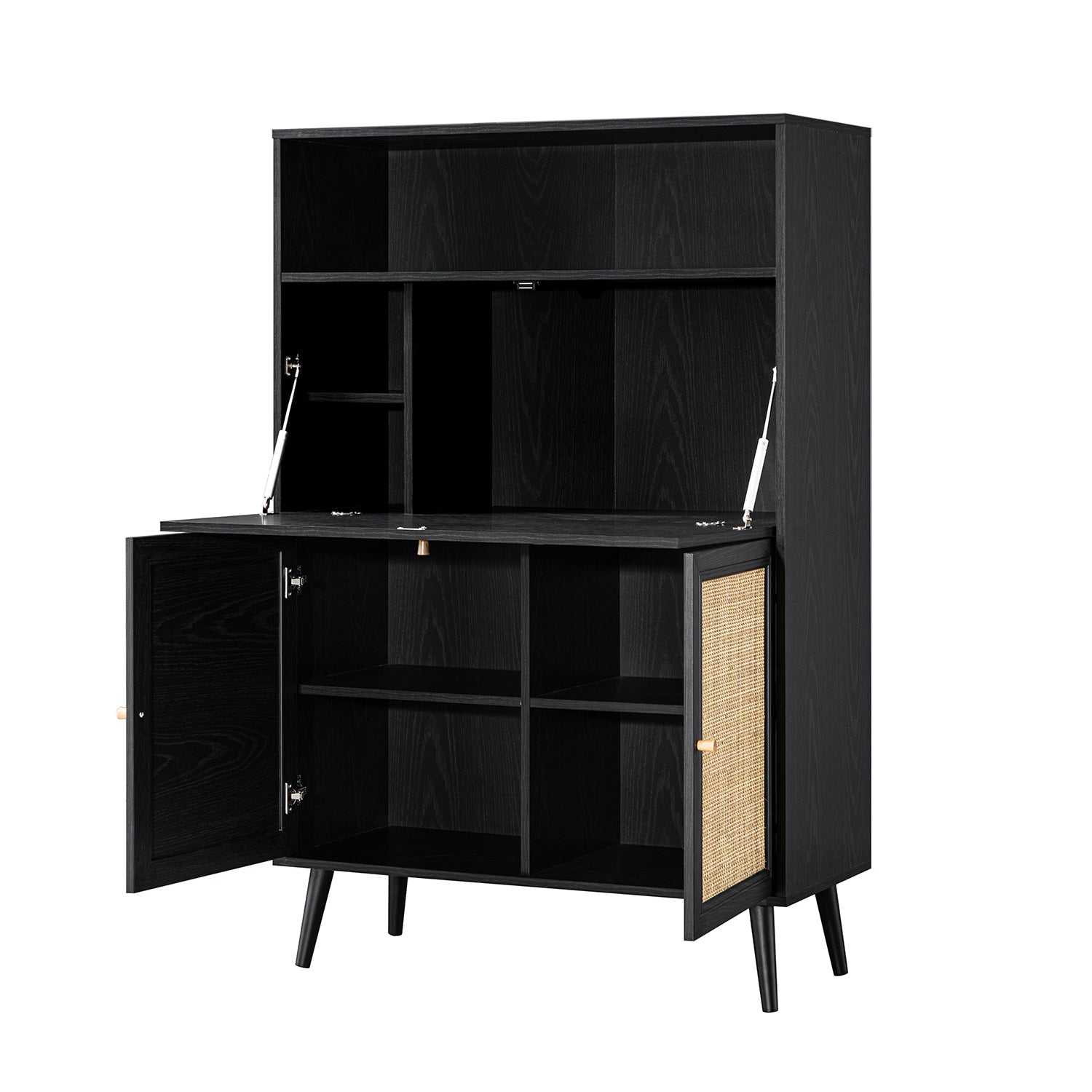 Frances Woven Rattan Writing Bureau, Black