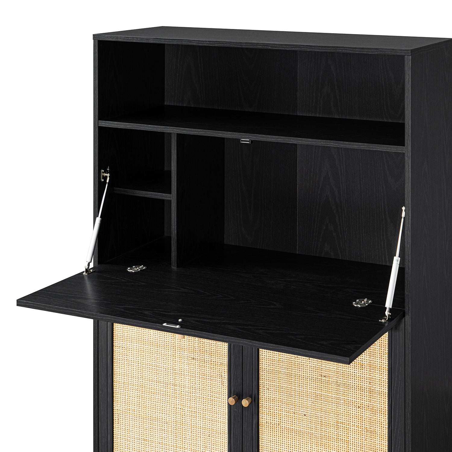 Frances Woven Rattan Writing Bureau, Black