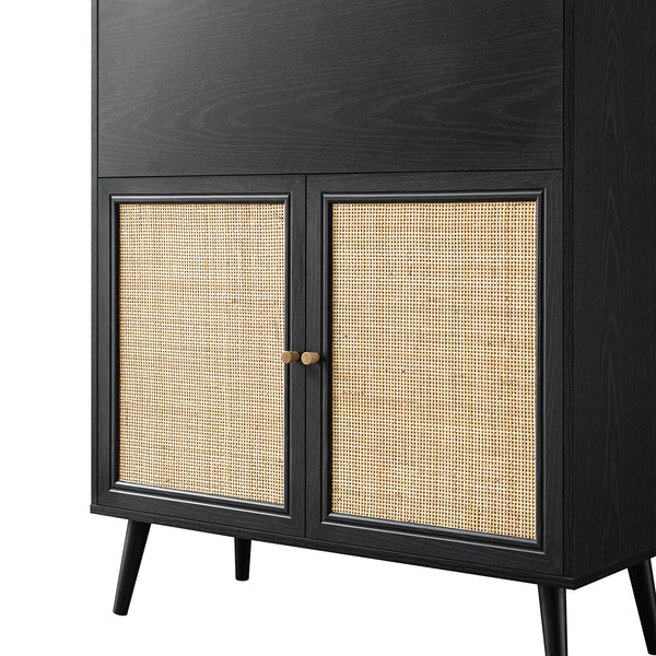 Frances Woven Rattan Writing Bureau, Black