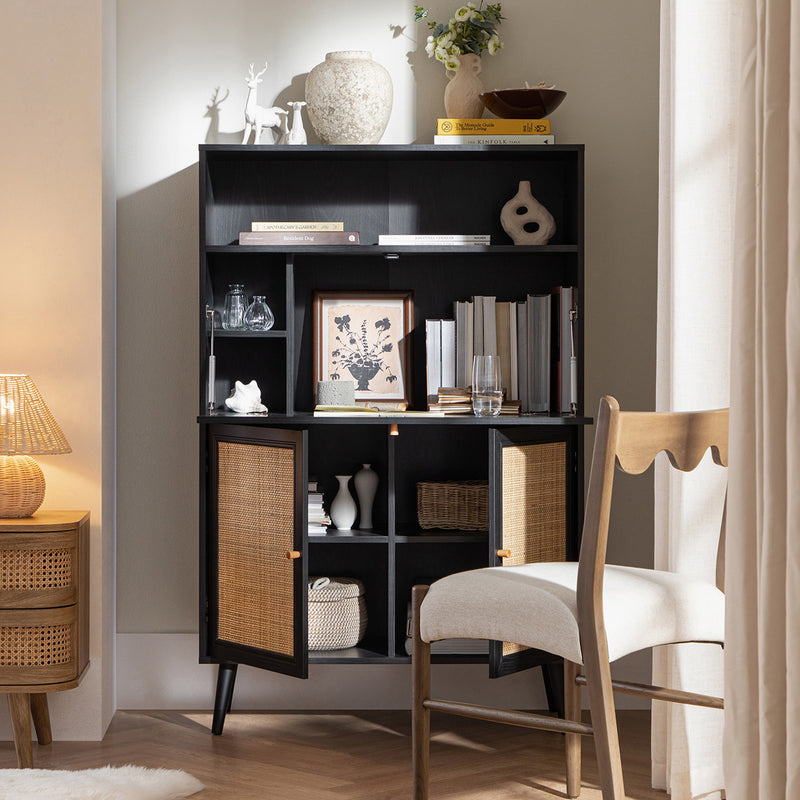 Frances Woven Rattan Writing Bureau, Black