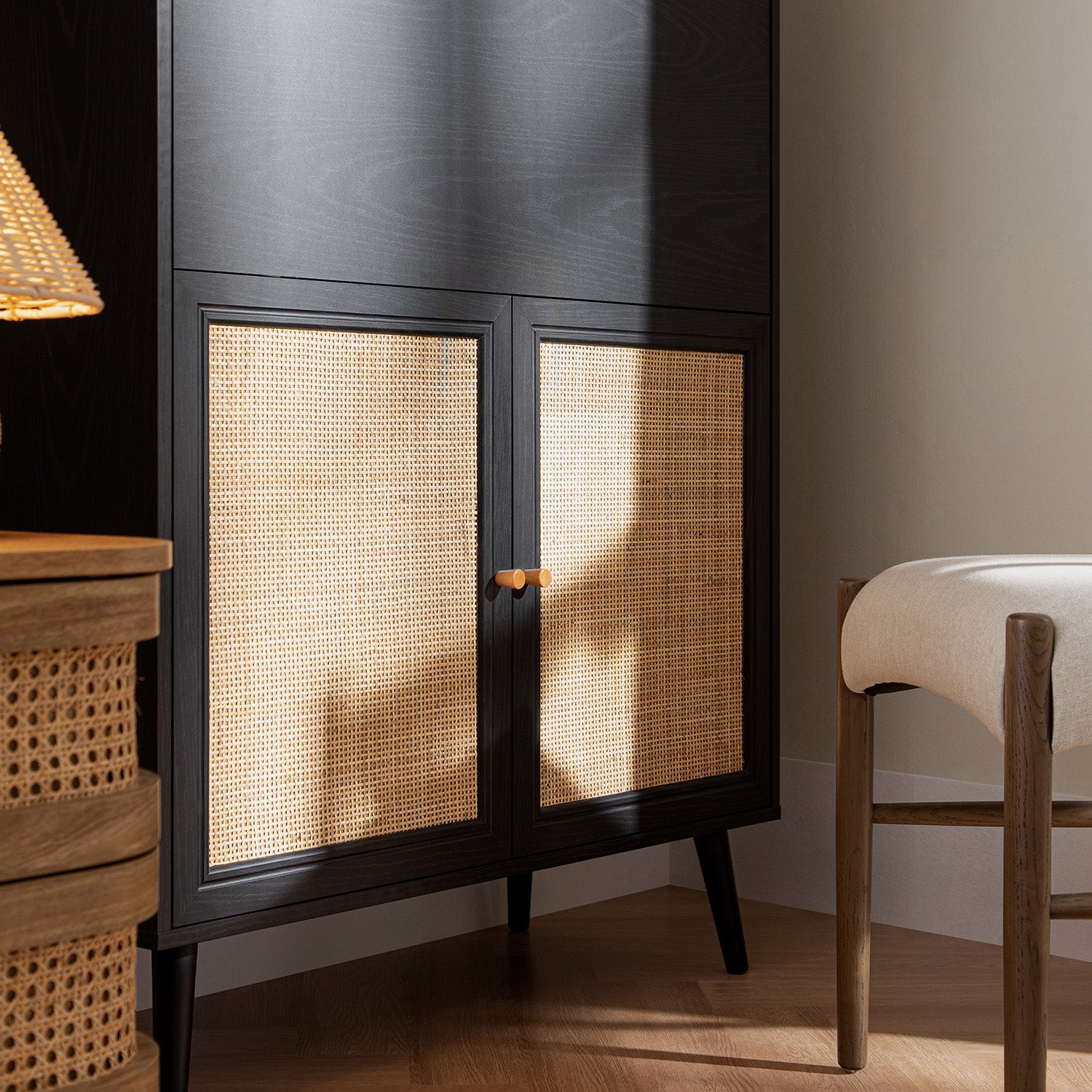 Frances Woven Rattan Writing Bureau, Black