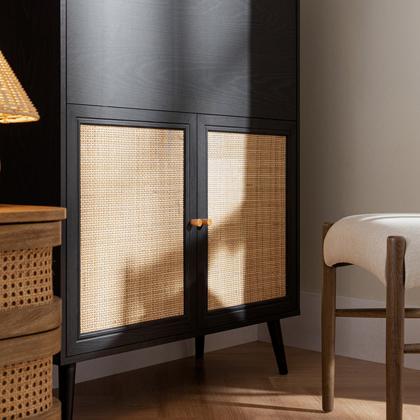 Frances Woven Rattan Writing Bureau, Black