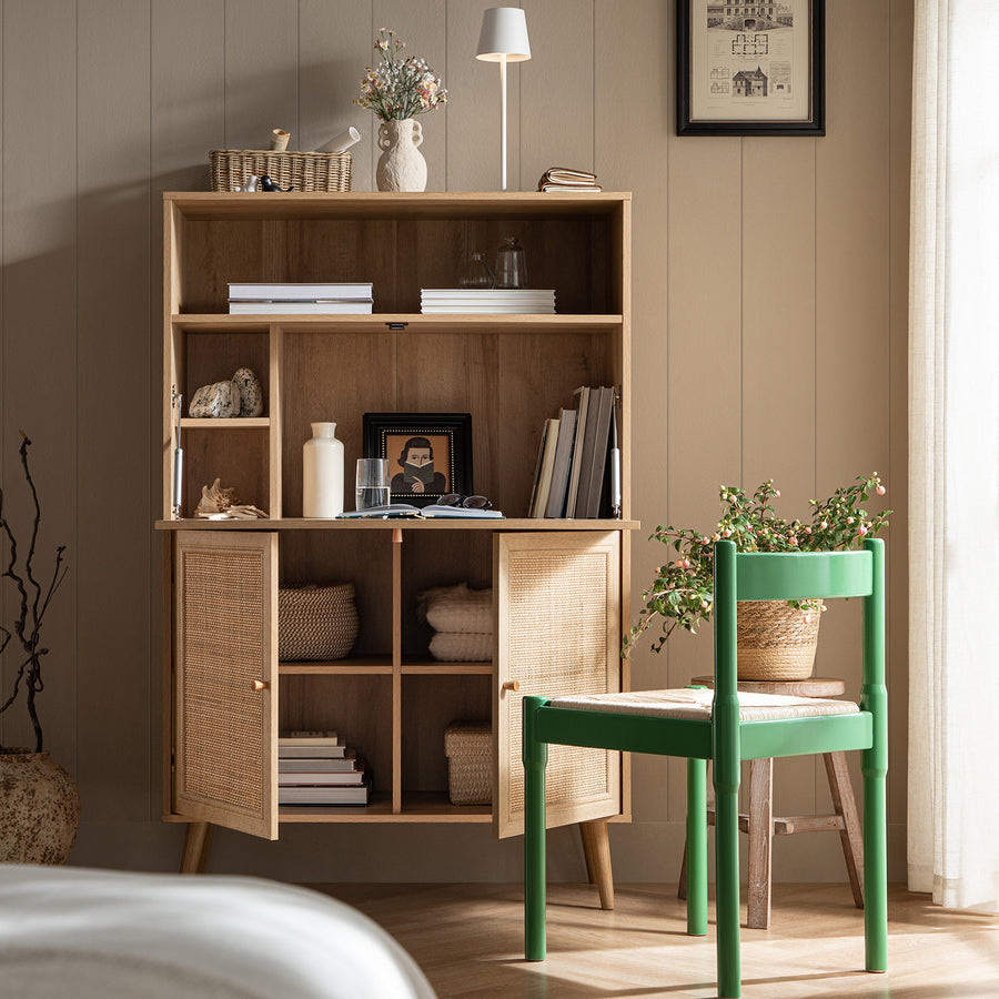 Frances Woven Rattan Writing Bureau, Natural