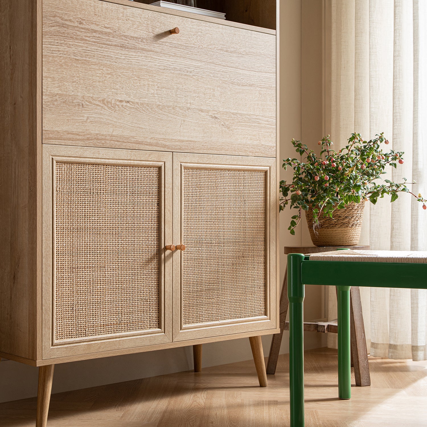 Frances Woven Rattan Writing Bureau, Natural