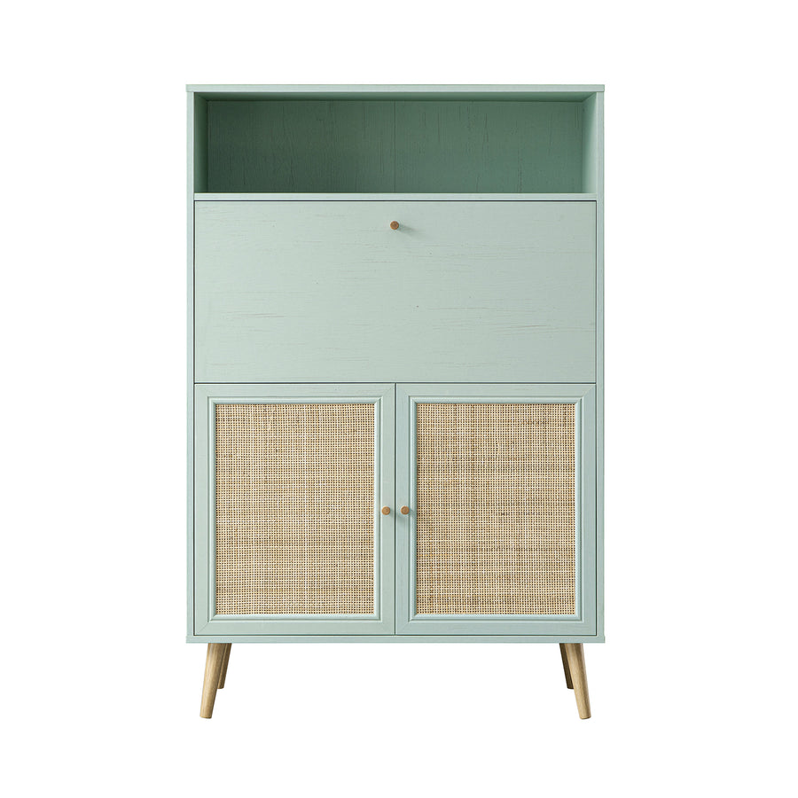 Frances Woven Rattan Writing Bureau, Mint