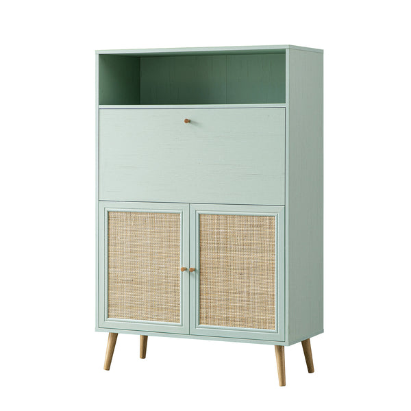 Frances Woven Rattan Writing Bureau, Mint