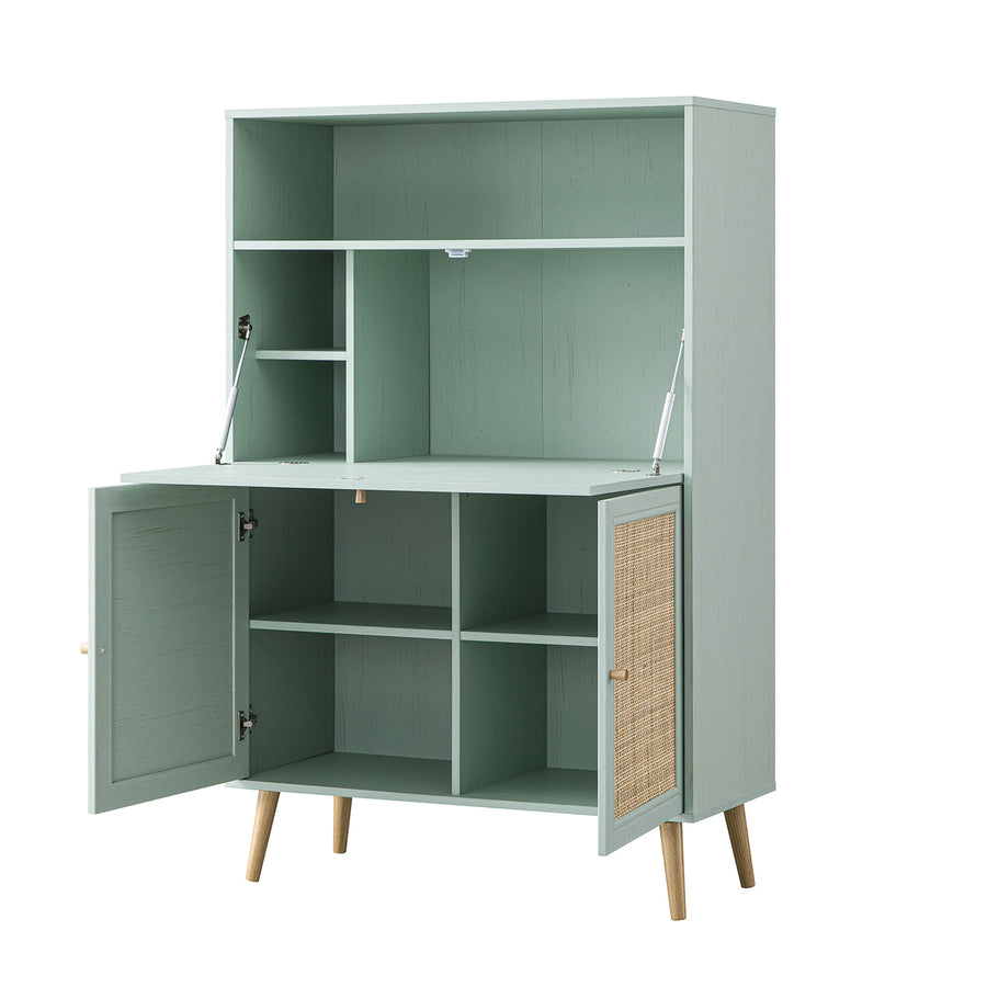 Frances Woven Rattan Writing Bureau, Mint