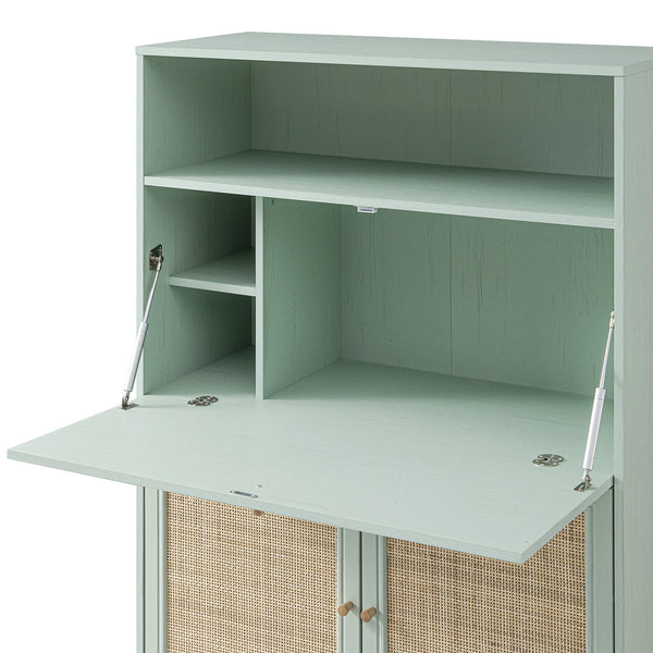 Frances Woven Rattan Writing Bureau, Mint
