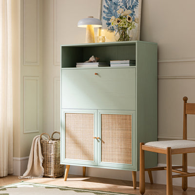 Frances Woven Rattan Writing Bureau, Mint