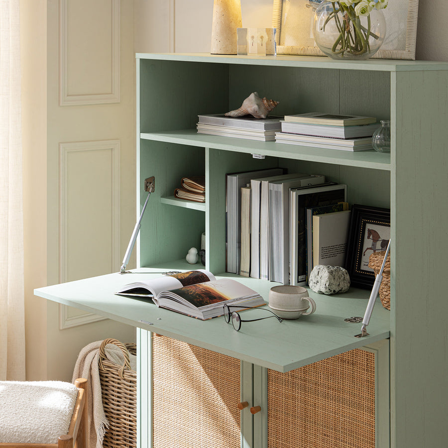 Frances Woven Rattan Writing Bureau, Mint