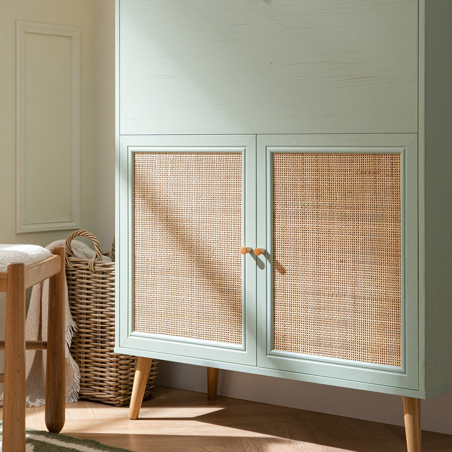 Frances Woven Rattan Writing Bureau, Mint