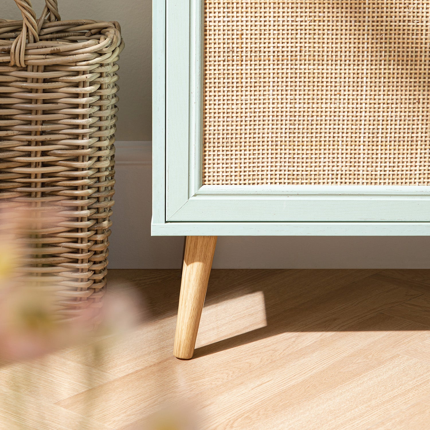 Frances Woven Rattan Writing Bureau, Mint