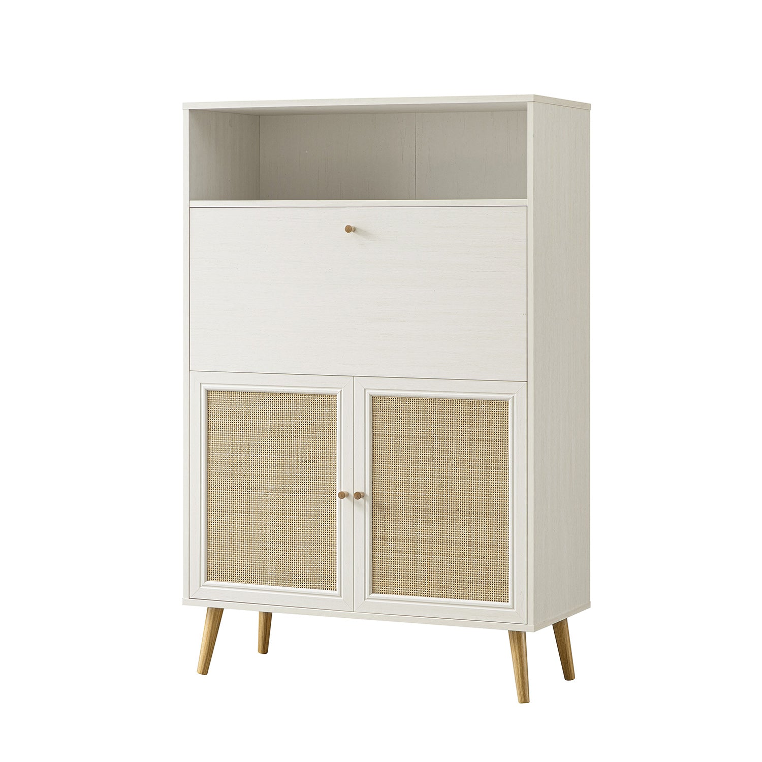 Frances Woven Rattan Writing Bureau, White