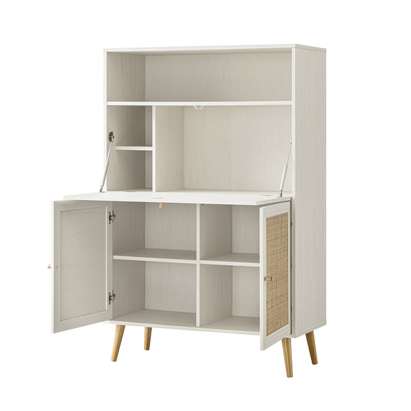 Frances Woven Rattan Writing Bureau, White