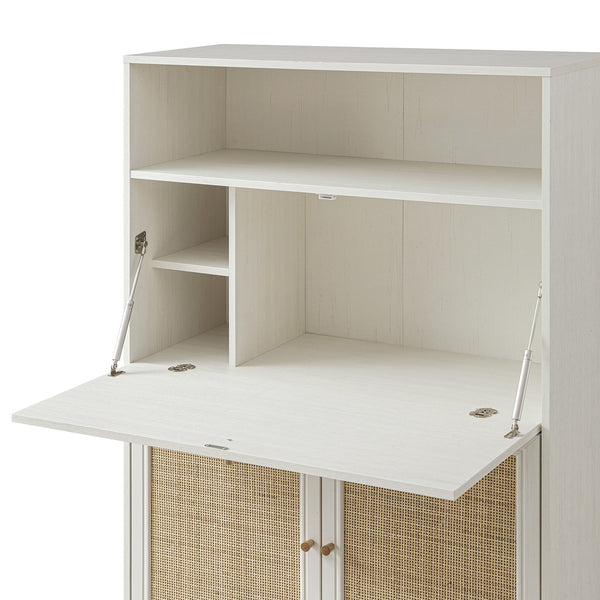 Frances Woven Rattan Writing Bureau, White