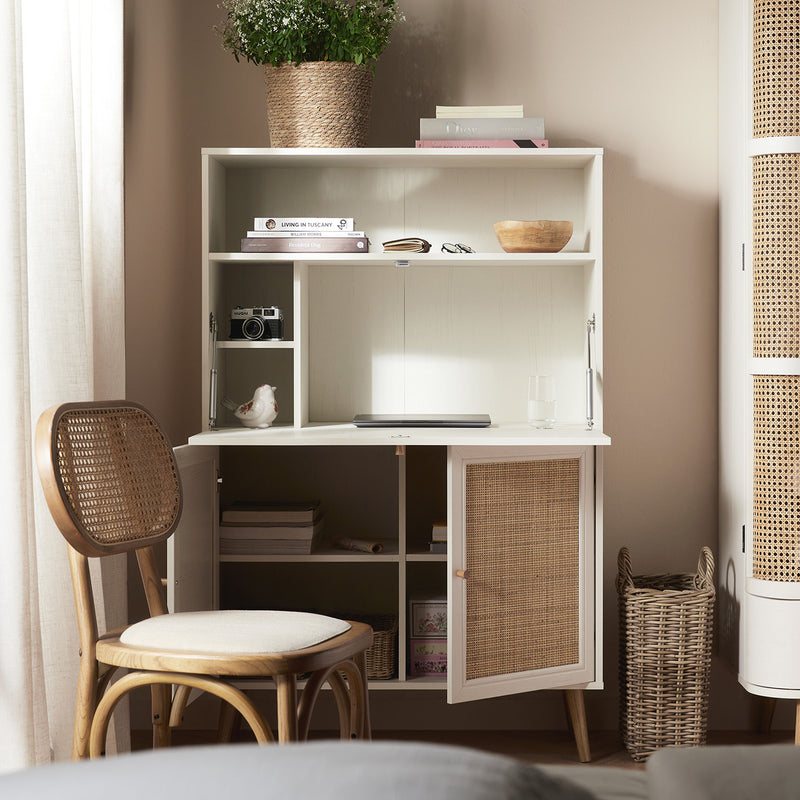 Frances Woven Rattan Writing Bureau, White