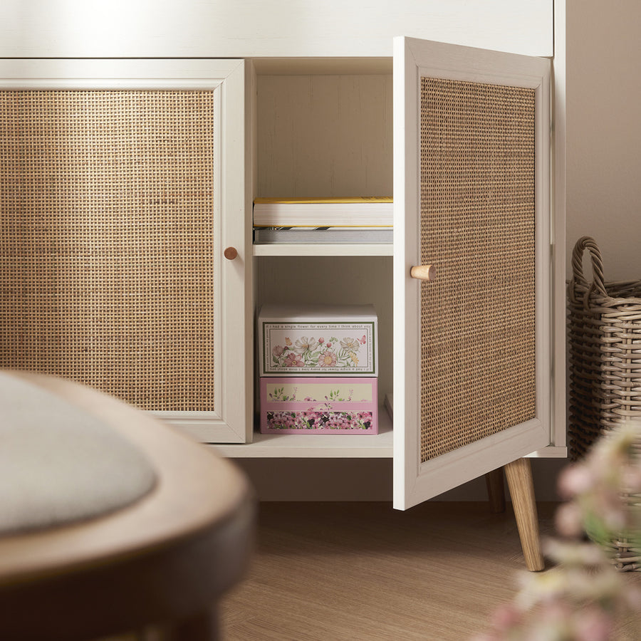 Frances Woven Rattan Writing Bureau, White
