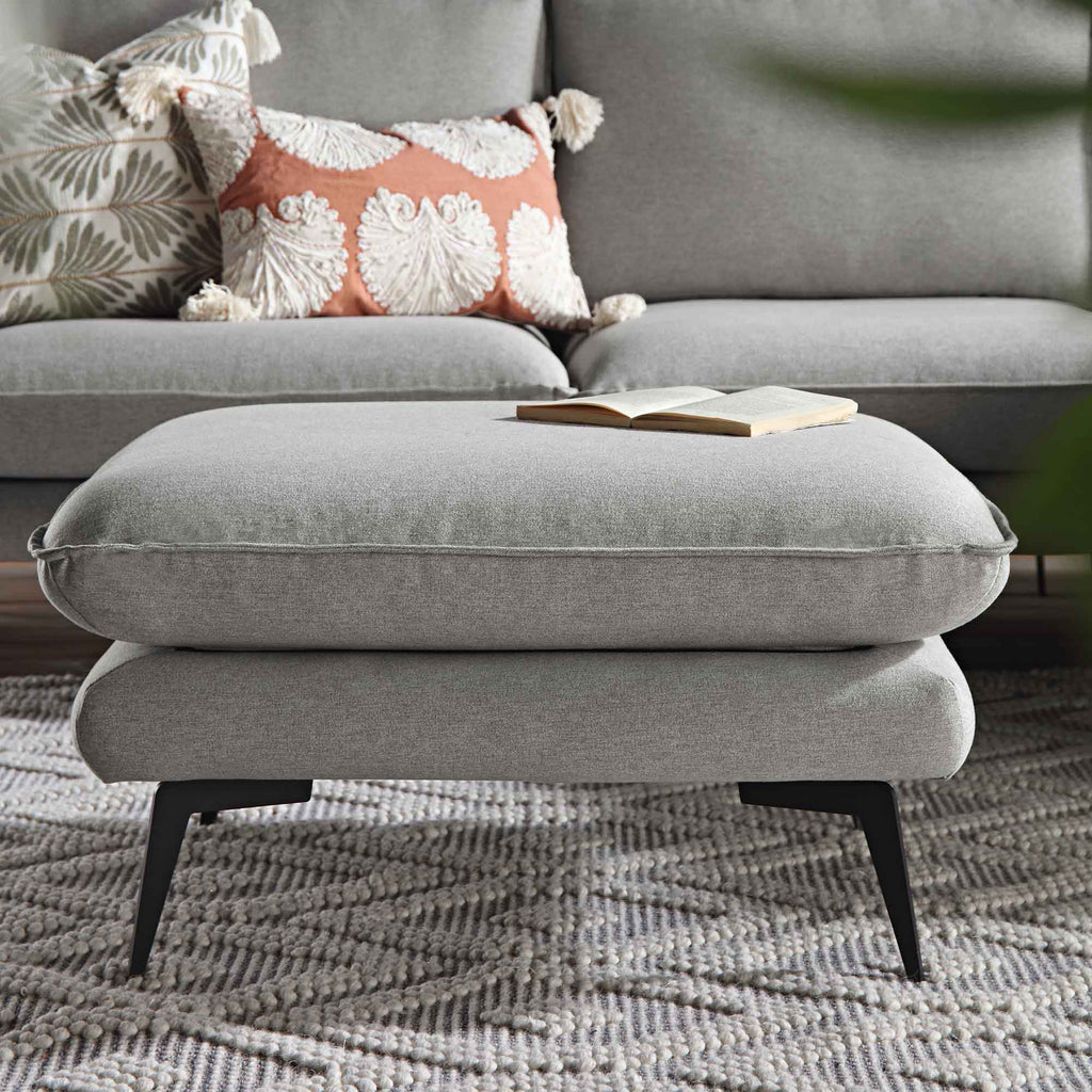 Obriel Grey Marl Fabric Footstool | daals