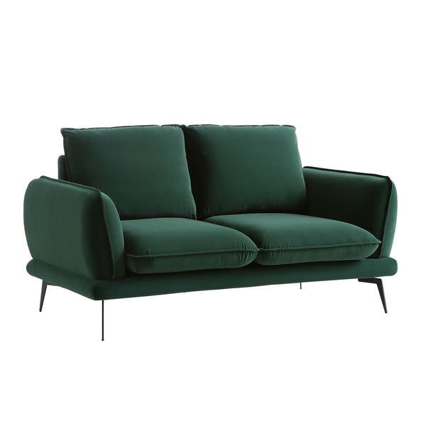 Obriel Forest Green Velvet Sofa, 2-Seater