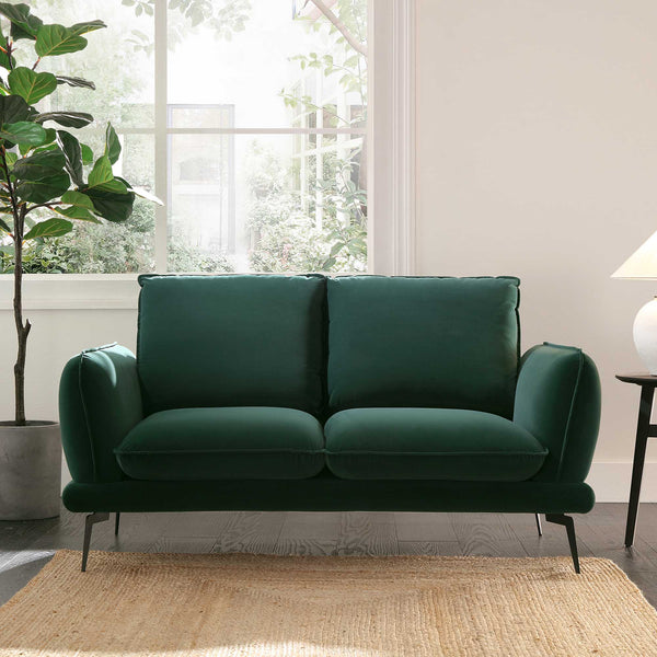 Obriel Forest Green Velvet Sofa, 2-Seater