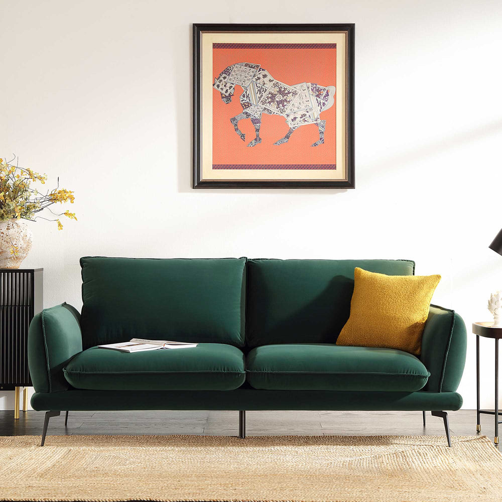 Obriel Forest Green Velvet Sofa, 3Seater daals