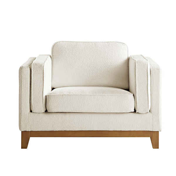 Dipley Beige Boucle Fabric Sofa, 1-Seater