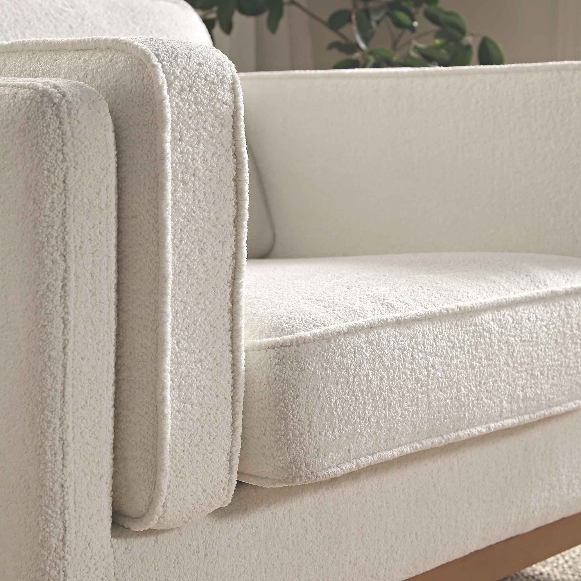 Dipley Beige Boucle Fabric Sofa, 1-Seater
