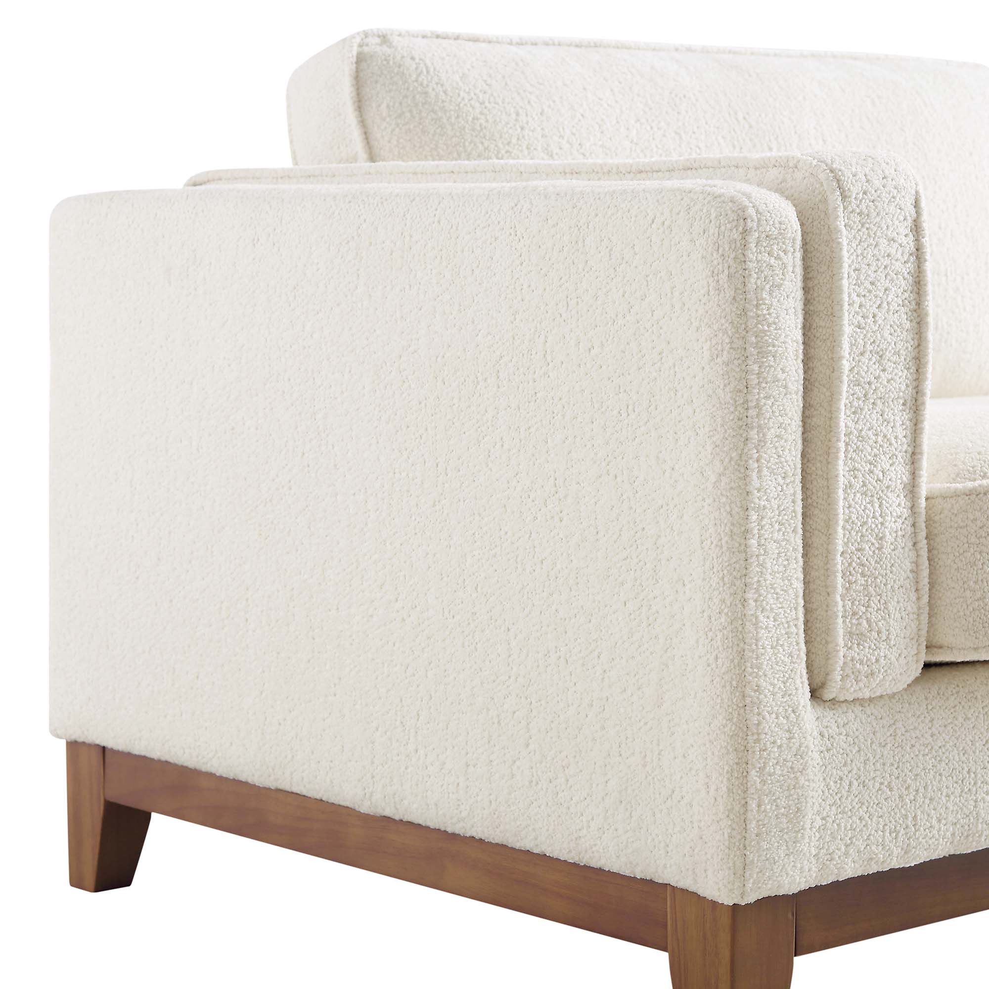 Dipley Beige Boucle Fabric Sofa, 3-Seater