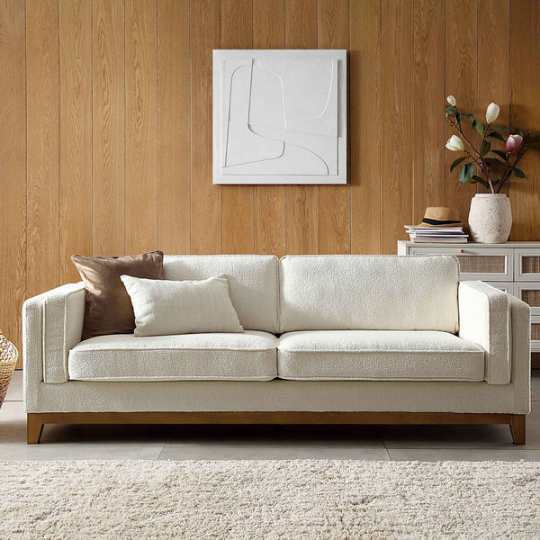 Dipley Beige Boucle Fabric Sofa, 3-Seater