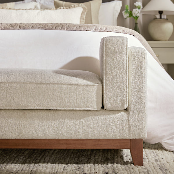 Dipley Beige Boucle Upholstered Bench