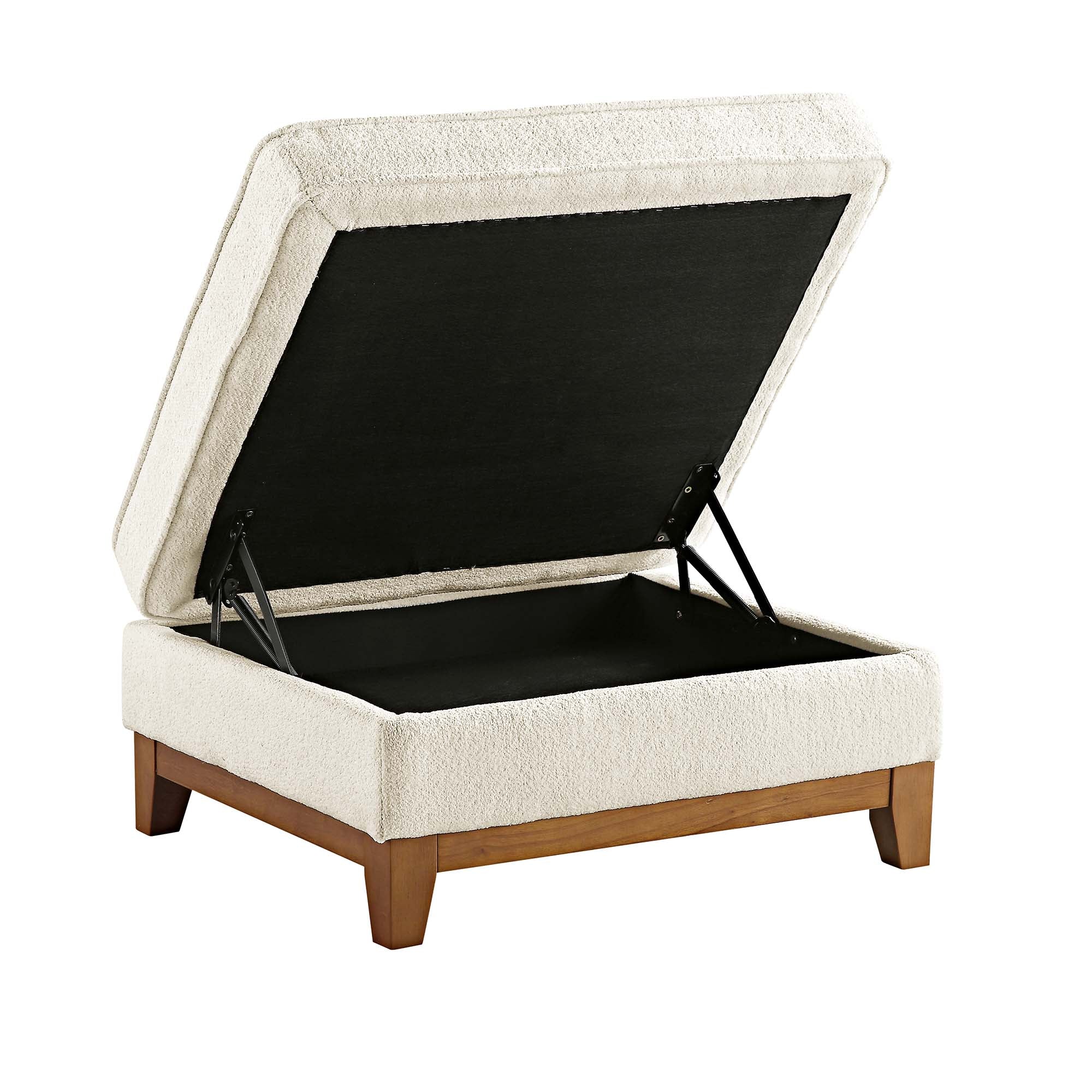 Dipley Beige Boucle Fabric Storage Footstool | daals
