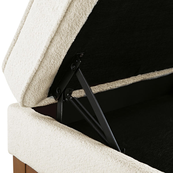 Dipley Beige Boucle Fabric Storage Footstool