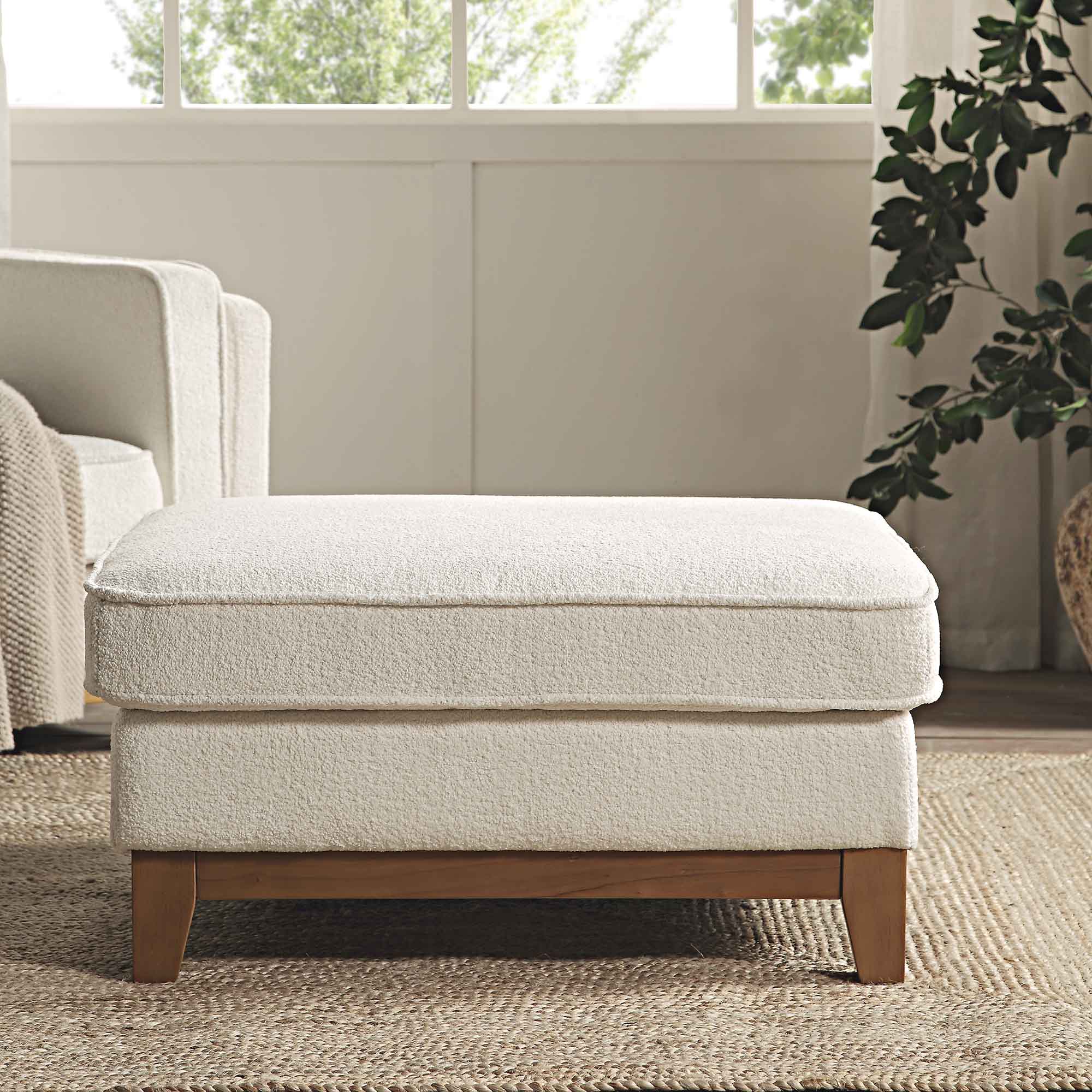 Dipley Beige Boucle Fabric Storage Footstool | daals
