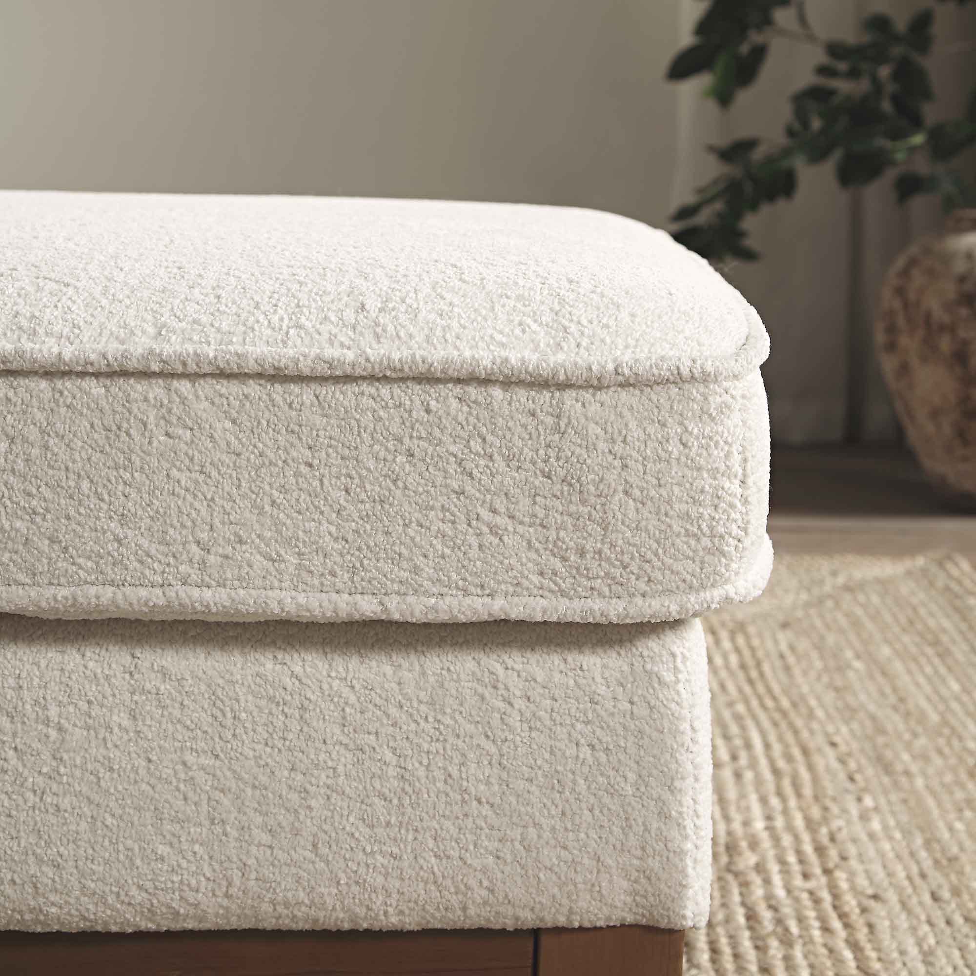 Dipley Beige Boucle Fabric Storage Footstool | daals