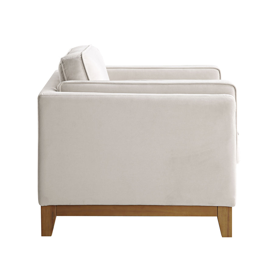 Dipley Champagne Velvet Sofa, 1-Seater