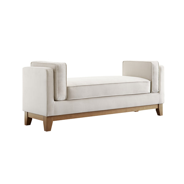 Dipley Champagne Velvet Upholstered Bench - daals