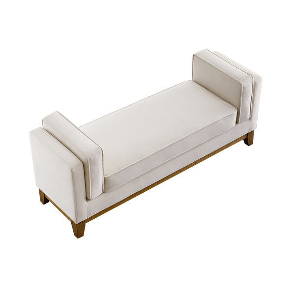 Dipley Champagne Velvet Upholstered Bench - daals