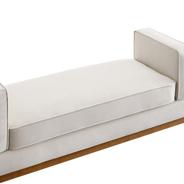 Dipley Champagne Velvet Upholstered Bench - daals