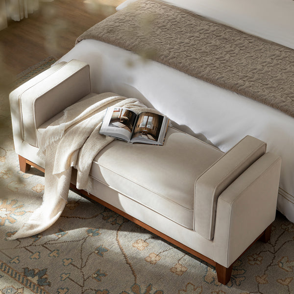 Dipley Champagne Velvet Upholstered Bench - daals